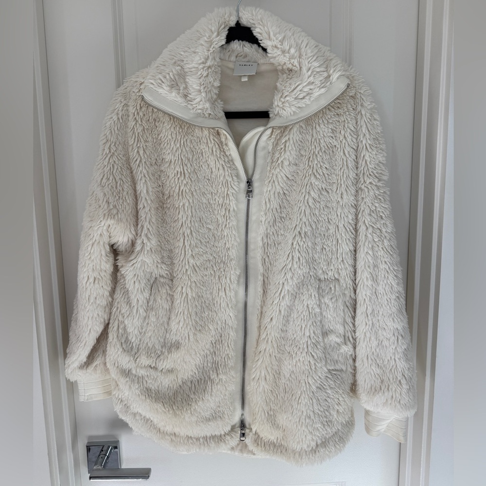 Cozy Varley White Faux Fur Jacket